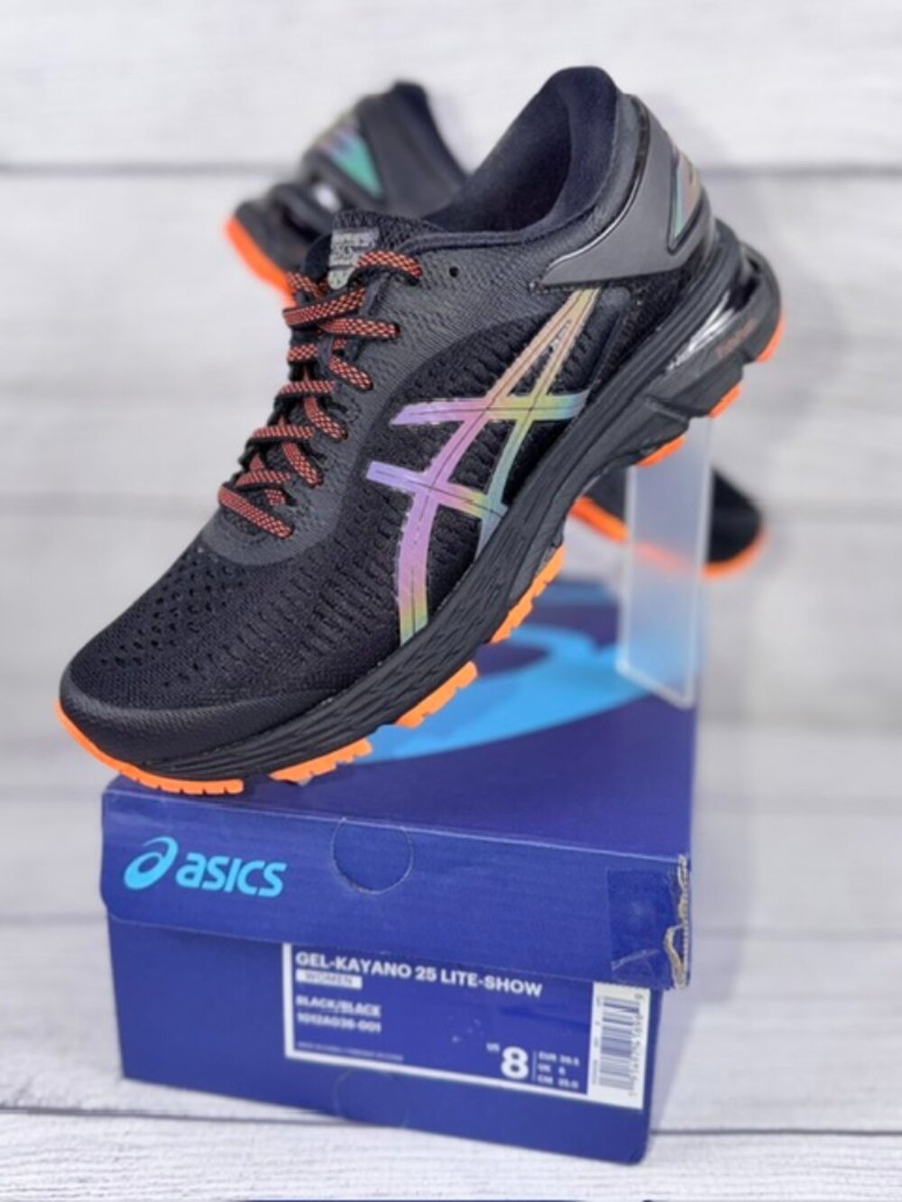 🧡ASICS Gel-Kayano 25 Lite-Show Running Shoes Black/Black Women's Size 8 - Picture 7 of 15